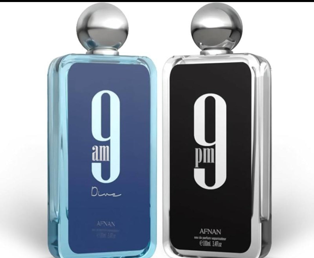 Bundle of Afnan 9 AM Dive & 9 PM, EACH 3.4OZ.Eau De Parfum- Unisex.