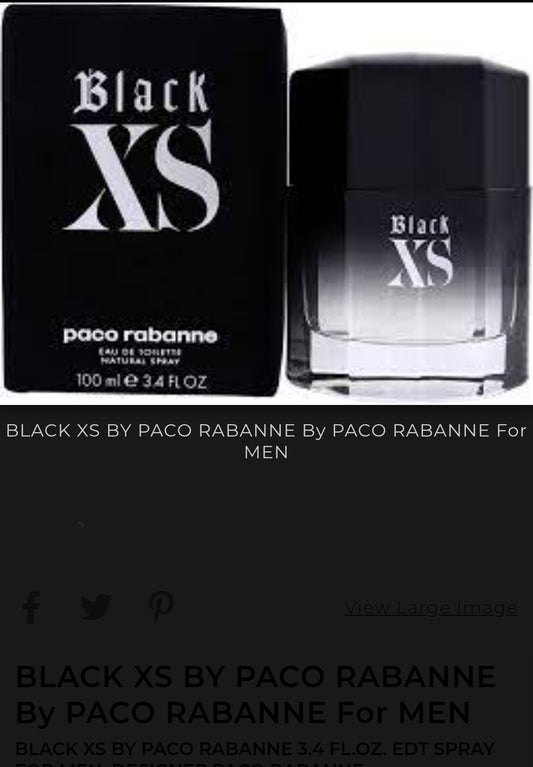 BLACK XS 3.4 FL.OZ. EDT SPRAY FOR MEN.