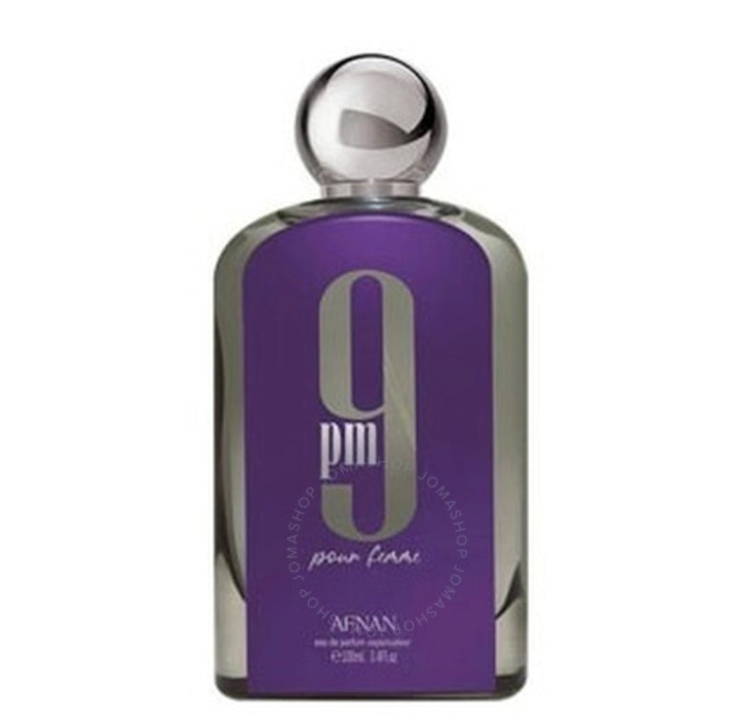 AFNAN 9 PM (PURPLE) 3.4 OZ. EDP SPRAY FOR WOMEN.